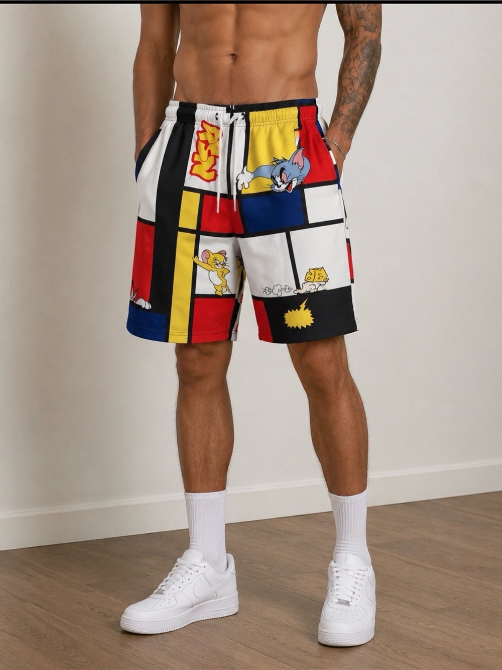 Tom & Jerry Reason Streetwear Collection Men's White Red Yellow Blue color block
